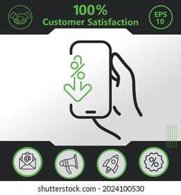 Percent down in phone vector icon graphic elements for your work - Modern design