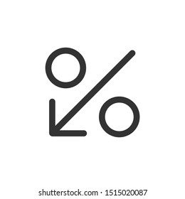 Percent down thin line icon isolated on white background. Vector illustration eps 10