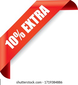 Percent extra off 3d Sign on Red Background,