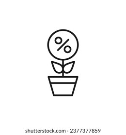 Percent in Flower Isolated Line Icon. Perfect for web sites, apps, UI, internet, shops, stores. Simple image drawn with black thin line