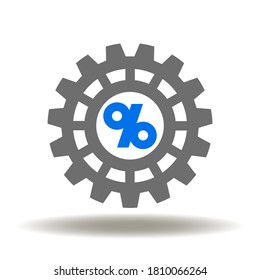 Percent gear icon vector. Percentage management illustration. Discount Logo. Credit, sale, marketing, investment symbol.