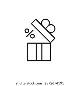 Prozent in Geschenkbox Einzeln Linie Symbol. Ideal für Webseiten, Apps, UI, Internet, Shops, Läden. Einfaches Bild in schwarz-dünner Linie