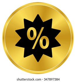 percent - gold vector icon