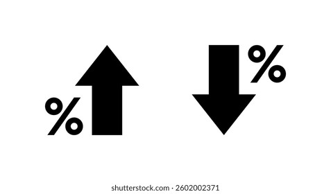 Percent growth and decline icon. Percentage arrow up and down sign symbol