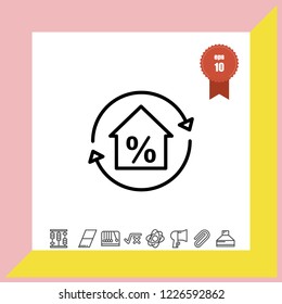 Percent home icon vector