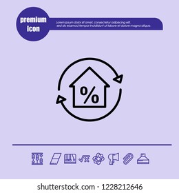 Percent home icon vector