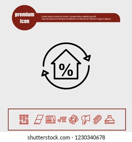 Percent home icon vector