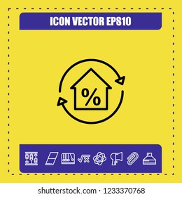 Percent home icon vector