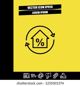 Percent home icon vector