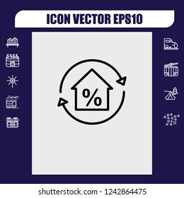 Percent home icon vector