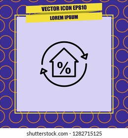 Percent home icon vector