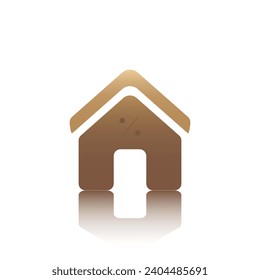 Percent, house simple flat icon for sale. Vector illustration isolated with shadow. White background, brown house