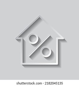 Percent, house simple icon vector. Flat desing. Paper style with shadow. Gray background.ai
