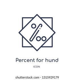 percent for hund icon from signs outline collection. Thin line percent for hund icon isolated on white background.