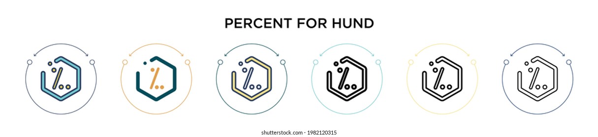 Percent for hundred symbol icon in filled, thin line, outline and stroke style. Vector illustration of two colored and black percent for hundred symbol vector icons designs can be used for mobile,