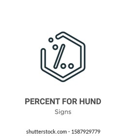 Percent for hundred symbol outline vector icon. Thin line black percent for hundred symbol icon, flat vector simple element illustration from editable signs concept isolated on white background