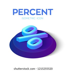 Percent Icon. 3D Isometric Percent sign. Created For Mobile, Web, Decor, Print Products, Application. Perfect for web design, banner and presentation. Vector Illustration.