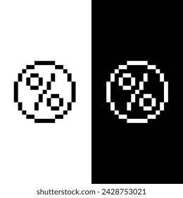 percent icon 8 bit, pixel art  AAAA  icon  for game  logo.