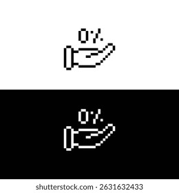ícone de porcentagem 8 bits, pixel art hand holding percent   ícone do logotipo do jogo