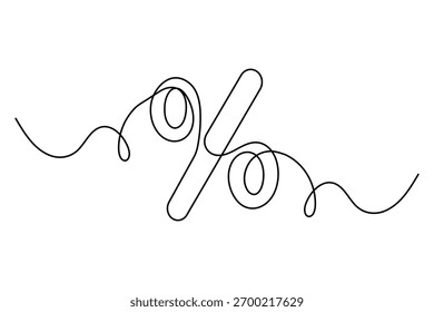 Icono de porcentaje Ilustración vectorial de contorno minimalista de dibujo de una línea continua