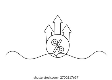 Icono de porcentaje Ilustración vectorial de contorno minimalista de dibujo de una línea continua