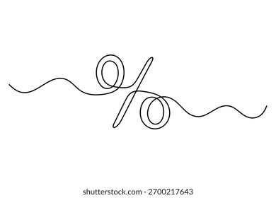 ícone de porcentagem desenho contínuo de uma linha ilustração de vetor de contorno minimalista