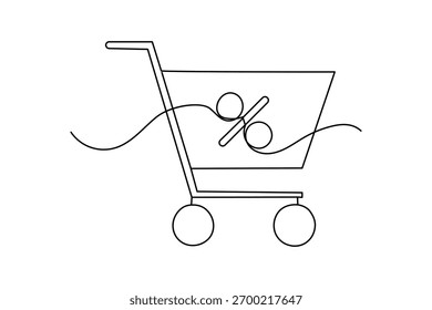 Prozentuales Symbol durchgehende einzeilige Zeichnung minimalistische Kontur Vektorgrafik