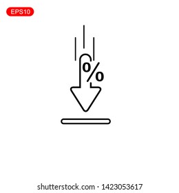 percent icon down with white background