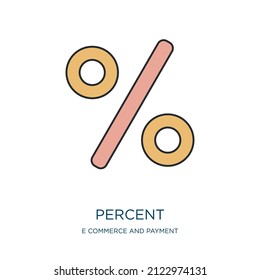 percent icon from e commerce and payment collection. Thin outline percent, business, market detailed offset lineal color icon isolated on white background. Line vector percent sign, symbol for web and