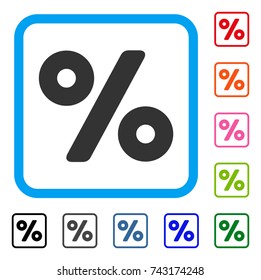 Percent icon. Flat gray pictogram symbol inside a light blue rounded square. Black, gray, green, blue, red, orange color versions of Percent vector. Designed for web and app interfaces.