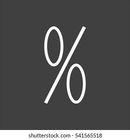 Percent icon flat. Vector white illustration isolated on black background. Flat symbol