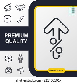 Porcentaje hacia arriba del elemento gráfico de iconos. Diseño moderno.