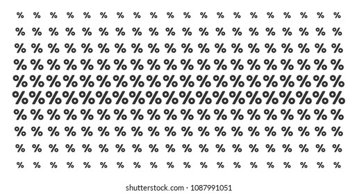 Percent icon halftone pattern, designed for backgrounds, covers, templates and abstract effects. Vector percent objects arranged into halftone matrix.