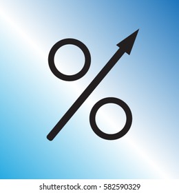 Percent up icon, increasing percentage vector illustration