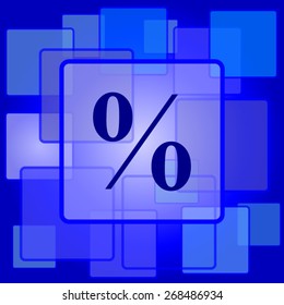 Percent  icon. Internet button on abstract background. 
