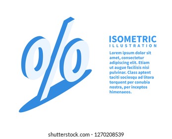 Percent icon. Isometric template in flat 3D style. Vector illustration.
