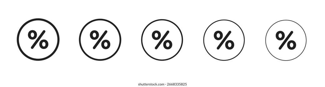 Porcentagem de coleção de vetores de arte de linha de ícone no plano de fundo branco