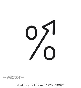 percent up icon, line sign isolated on white background - editable stroke vector illustration eps10
