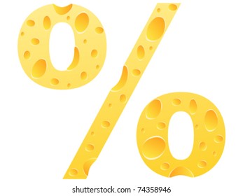 icono porcentual hecho de queso