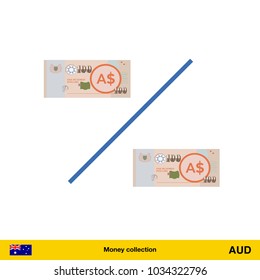 Percent icon with money.  Australian dollar banknote.