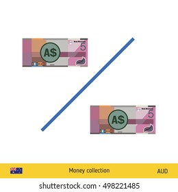Percent icon with money. Australian dollar banknote.