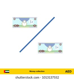 Percent icon with money. Dirham banknote.