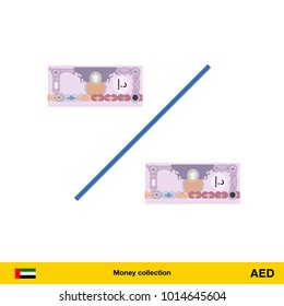 Percent icon with money. Dirham banknote.