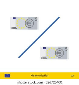 Percent icon with money. Euro banknote.