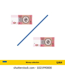 Percent icon with money. Hryvnia banknote.