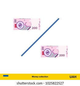 Percent icon with money.  hryvnia banknote.