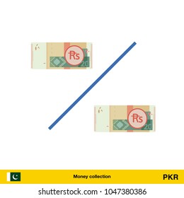 Percent icon with money. Pakistan rupee banknote.

