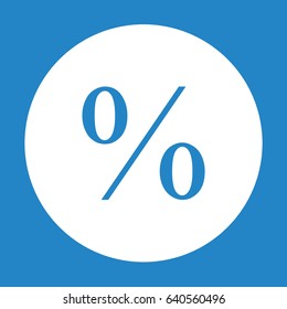 Percent icon on blue background