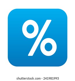 Percent icon on blue button background,clean vector