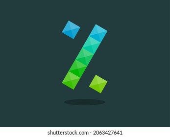 Percent icon with perfect combination of bright blue-green colors. Good for print, t-shirt design, logo, etc.